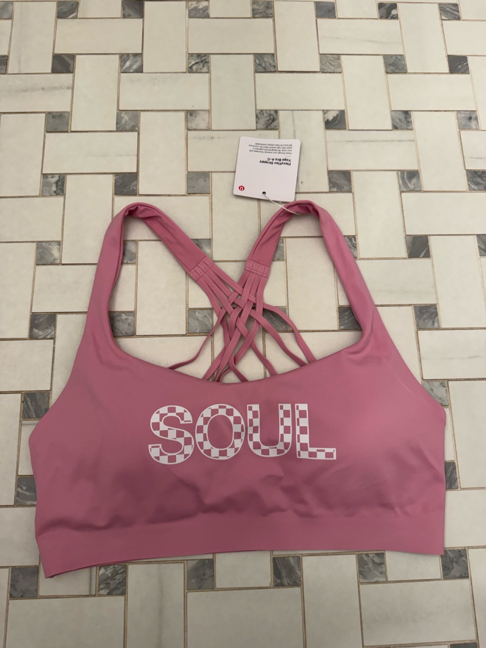 lululemon athletica Pink Strappy Sports Bra with SOUL Graphic